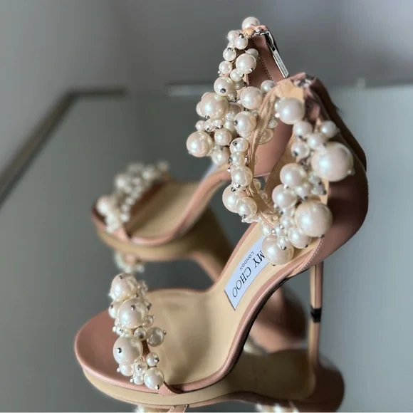 New JIMMY CHOO Maisel 100 pearl-embellished leather heeled sandals 36 $2,295 - Picture 10 of 12